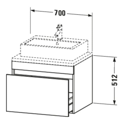 Duravit Waschtischunterschrank DuraStyle 70x54,8cm, gra m/we ma, f Kons, 1 Ausz.