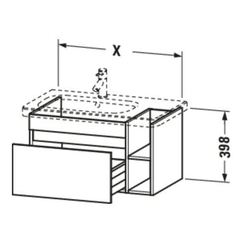 Duravit Waschtischunterschrank DuraStyle 73x44,8cm, B L, gra matt/we ma, 1 Ausz.