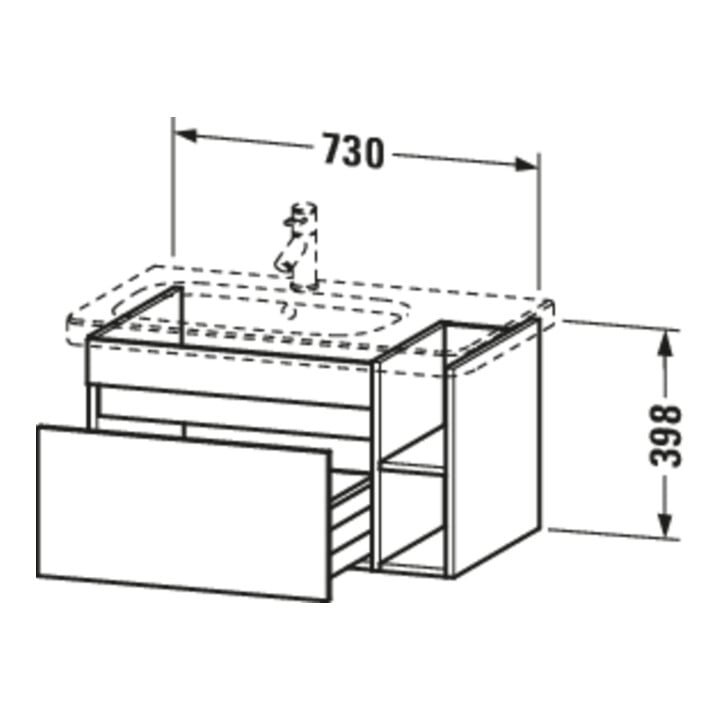 Duravit Waschtischunterschrank DuraStyle 73x44,8cm, B li, we. m/bas ma, 1 Ausz.