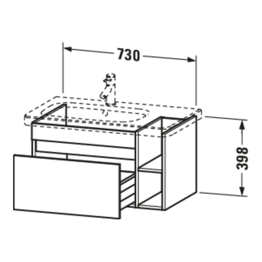 Duravit Waschtischunterschrank DuraStyle 73x44,8cm, B li, we. m/bas ma, 1 Ausz.