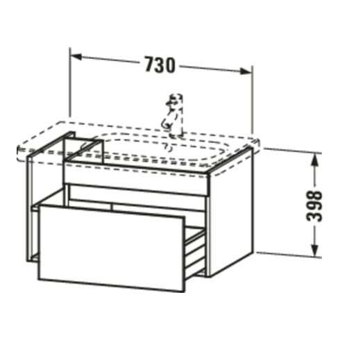 Duravit Waschtischunterschrank DuraStyle 73x44,8cm, B R, gra matt/we ma, 1 Ausz.