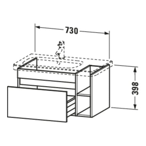 Duravit Waschtischunterschrank DuraStyle 73x44,8cm, Beck. li, lei/we ma, 1 Auszug