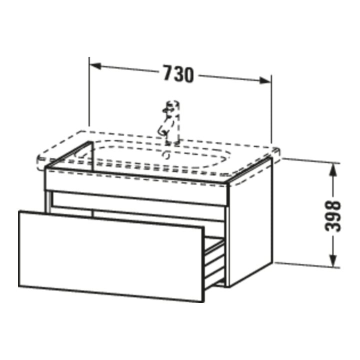 Duravit Waschtischunterschrank DuraStyle 73x44,8cm, gra m/bas ma, 1 Ausz., wandhängend