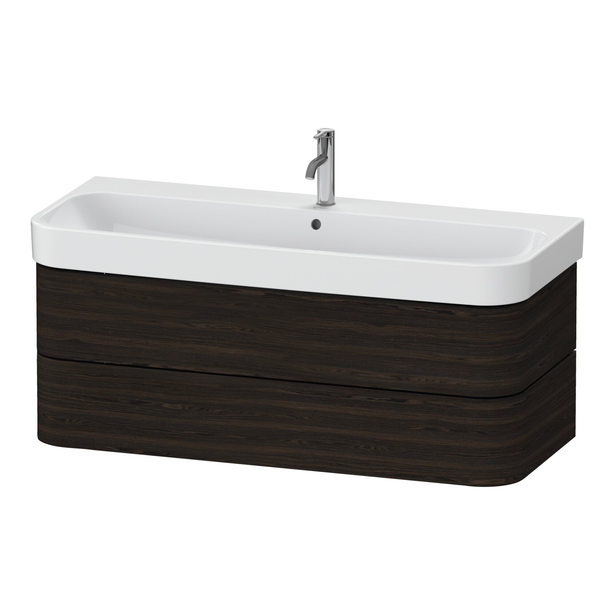 Duravit Waschtischunterschrank Happy D.2 Plus 117,5x49cm, Nussb geb., 2 Schubkästen