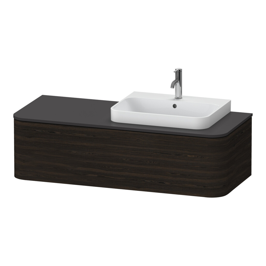 Duravit Waschtischunterschrank Happy D.2 Plus 130x55cm, 1 A, f AWT, B re, Nussb geb.