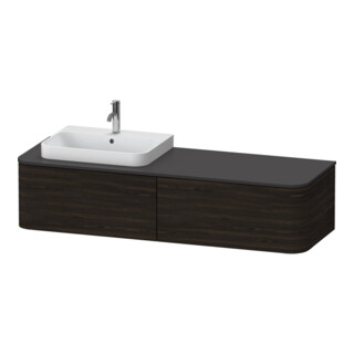 Duravit Waschtischunterschrank Happy D.2 Plus 160x55cm, 2 AZ, f AWT, B li, Nussb geb.
