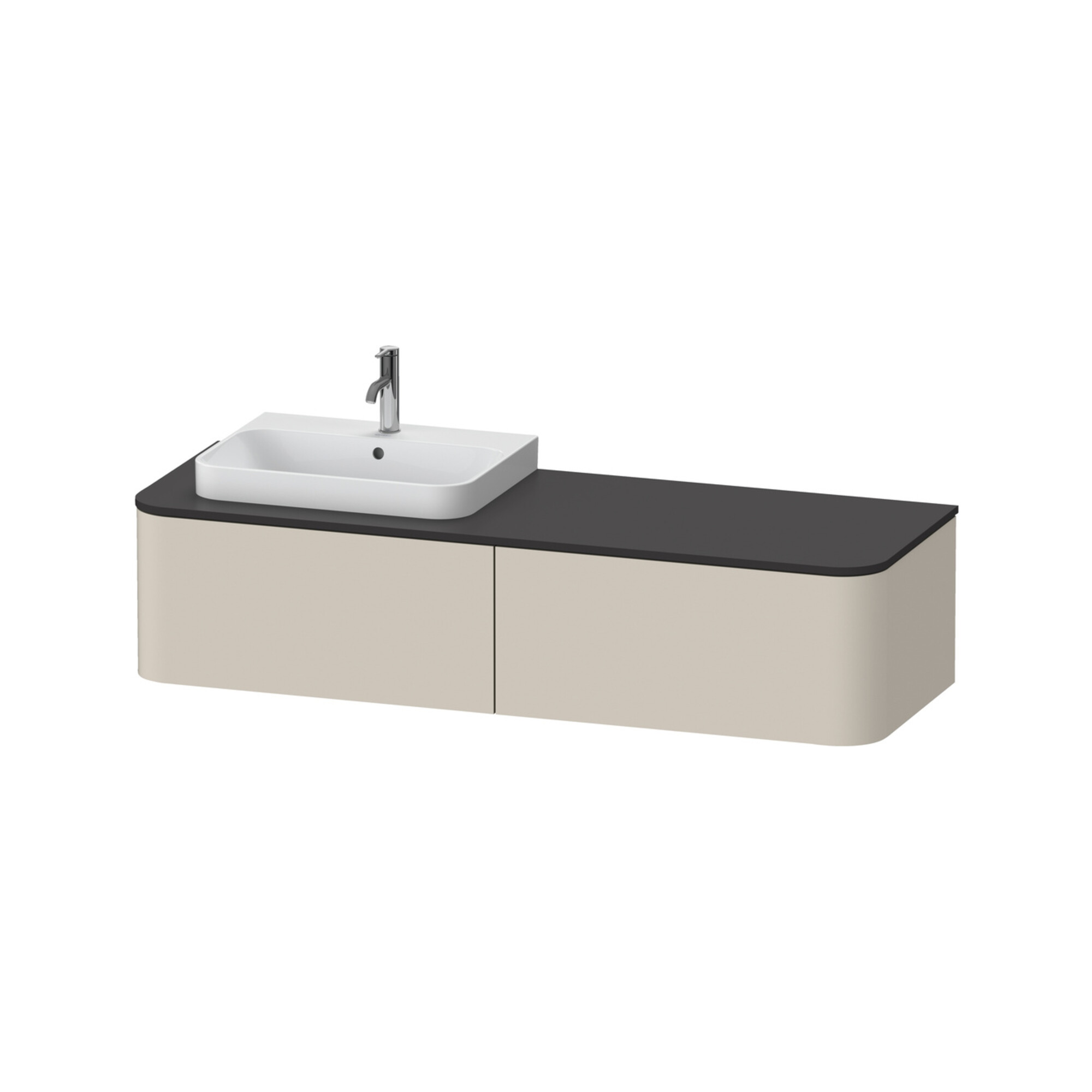 Duravit Waschtischunterschrank Happy D.2 Plus 160x55cm, 2 AZ, f AWT, B li, Tau matt