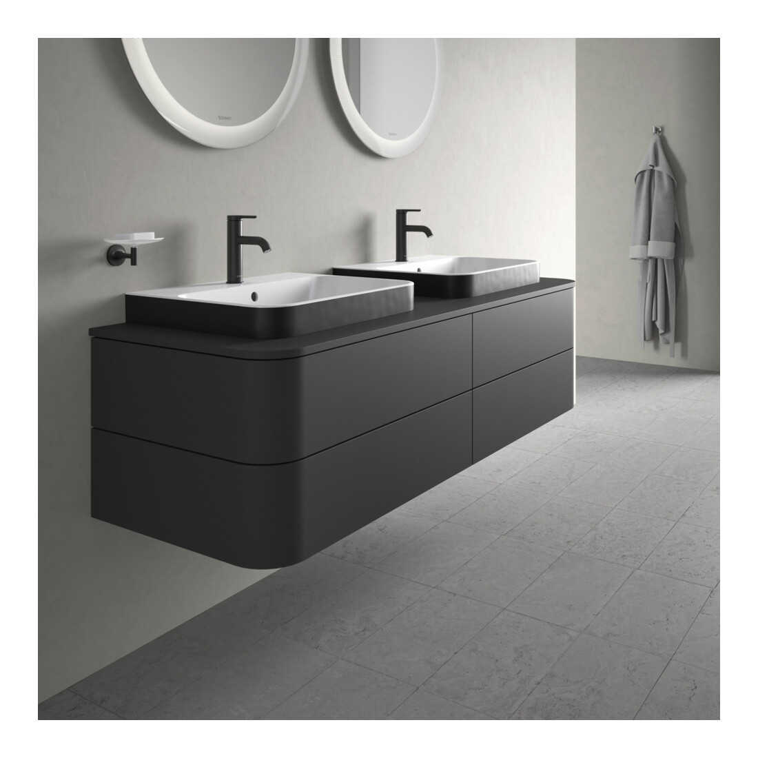 Duravit Waschtischunterschrank Happy D.2 Plus 160x55cm, f K, 4 AZ, f AWT, bs, gra matt