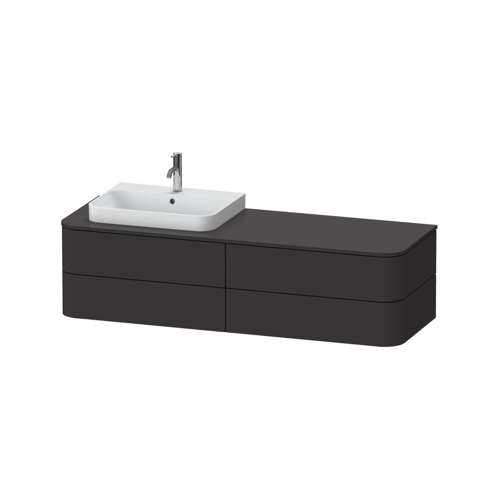 Duravit Waschtischunterschrank Happy D.2 Plus 160x55cm, f K, 4 La, f AWT, li, gra matt