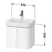Duravit Waschtischunterschrank Happy D.2 Plus 47,5x35x41,5cm, 2 Türen, weiß supermatt-3