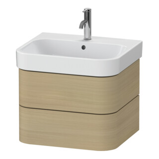 Duravit Waschtischunterschrank Happy D.2 Plus 57,5x49cm, Medit. Eiche, 2 Schubkästen