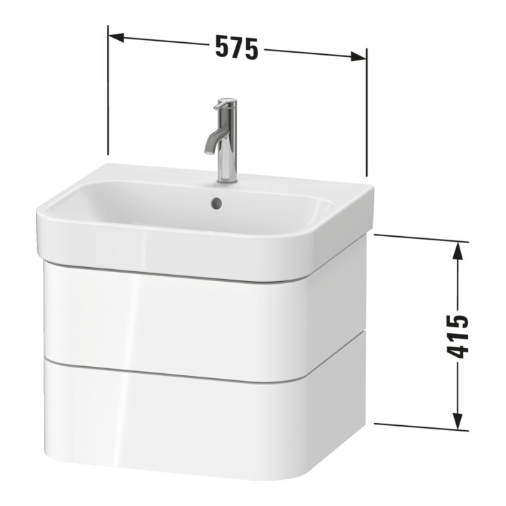 Duravit Waschtischunterschrank Happy D.2 Plus 57,5x49cm, Medit. Eiche, 2 Schubkästen