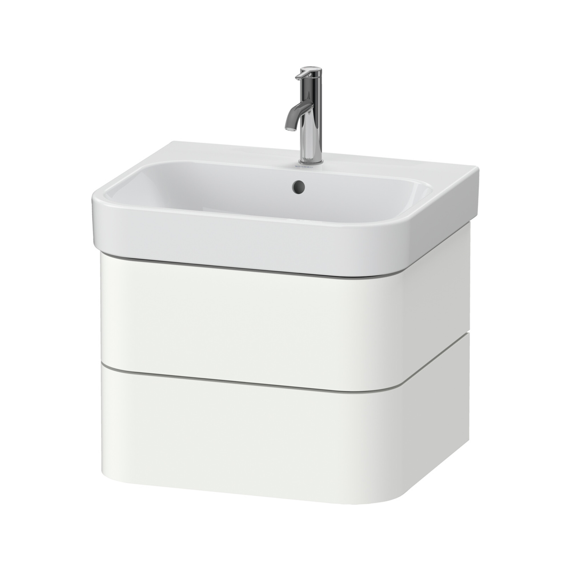 Duravit Waschtischunterschrank Happy D.2 Plus 57,5x49cm, we seidenmatt, 2 Schubkästen
