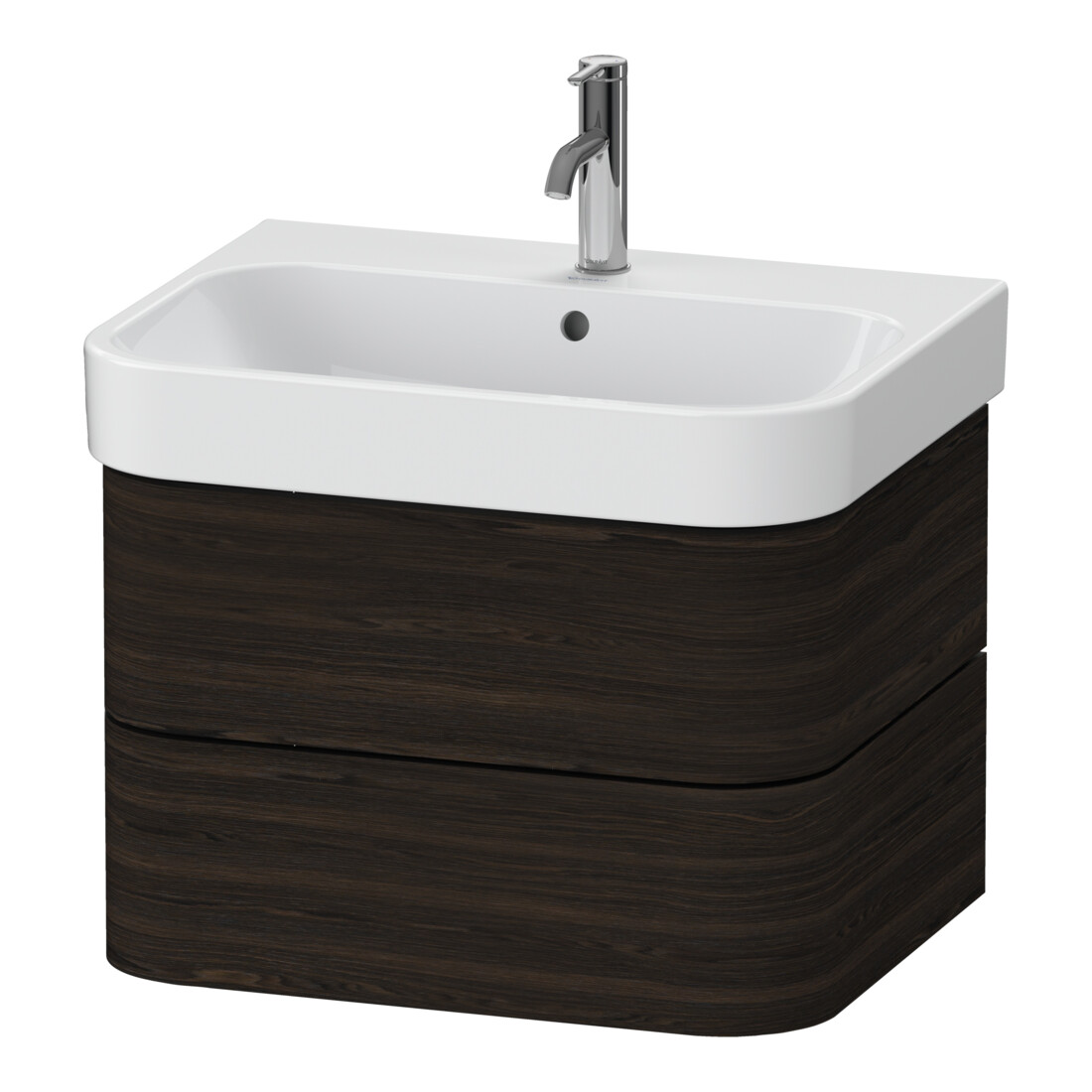 Duravit Waschtischunterschrank Happy D.2 Plus 62,5x49cm, Nussb geb., 2 Schubkästen
