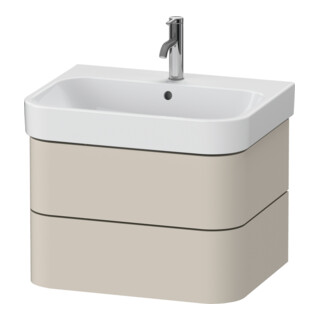 Duravit Waschtischunterschrank Happy D.2 Plus 62,5x49cm, Tau supermatt, 2 Schubkästen