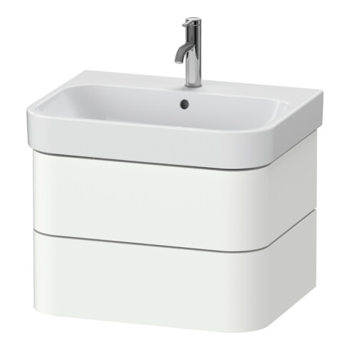 Duravit Waschtischunterschrank Happy D.2 Plus 62,5x49cm, we seidenmatt, 2 Schubkästen