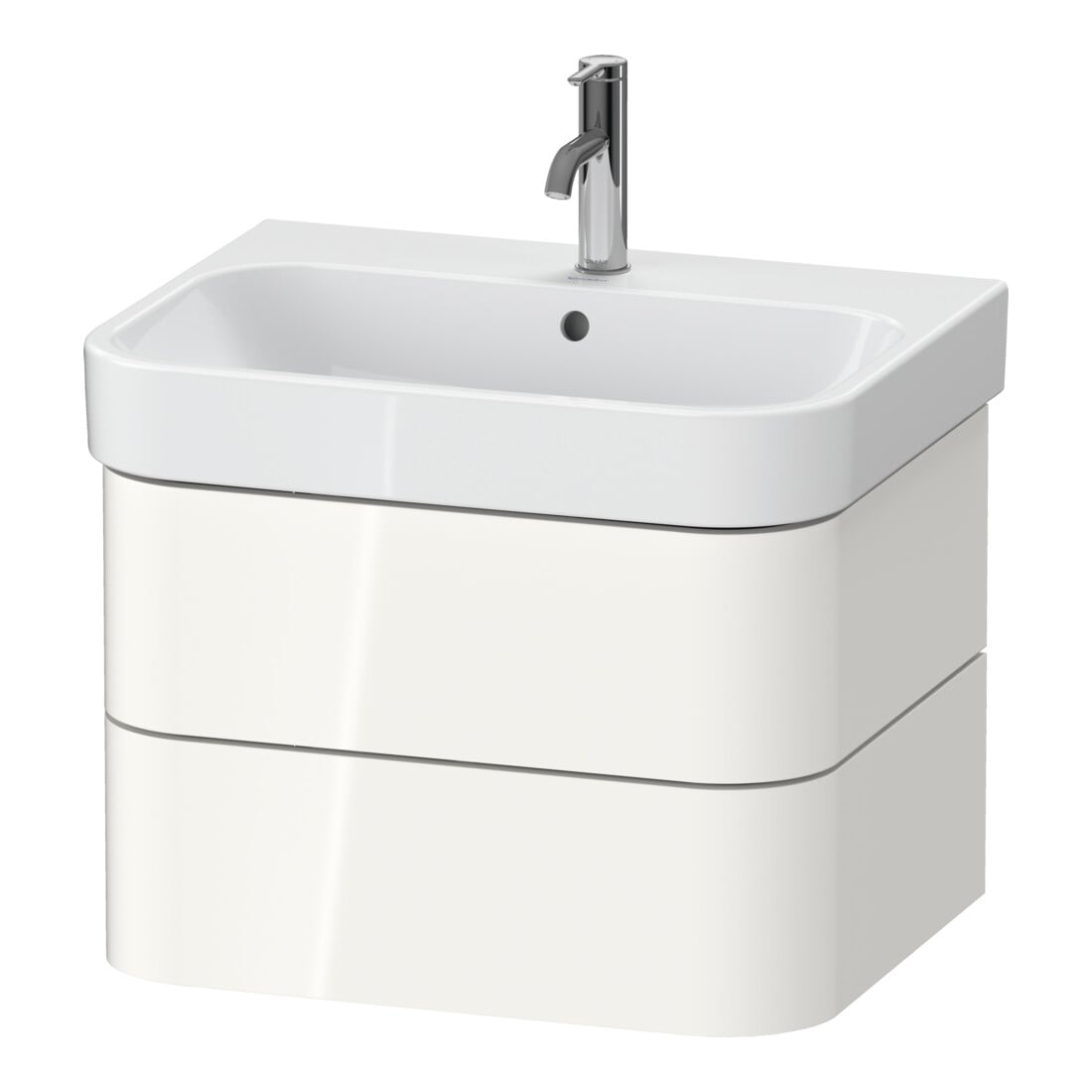 Duravit Waschtischunterschrank Happy D.2 Plus 62,5x49cm, weiß hochglanz, 2 Schubkästen