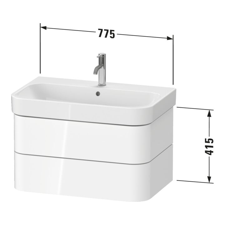Duravit Waschtischunterschrank Happy D.2 Plus 77,5x49cm, blau s-matt, 2 Schubkästen