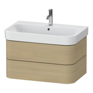 Duravit Waschtischunterschrank Happy D.2 Plus 77,5x49cm, Medit. Eiche, 2 Schubkästen