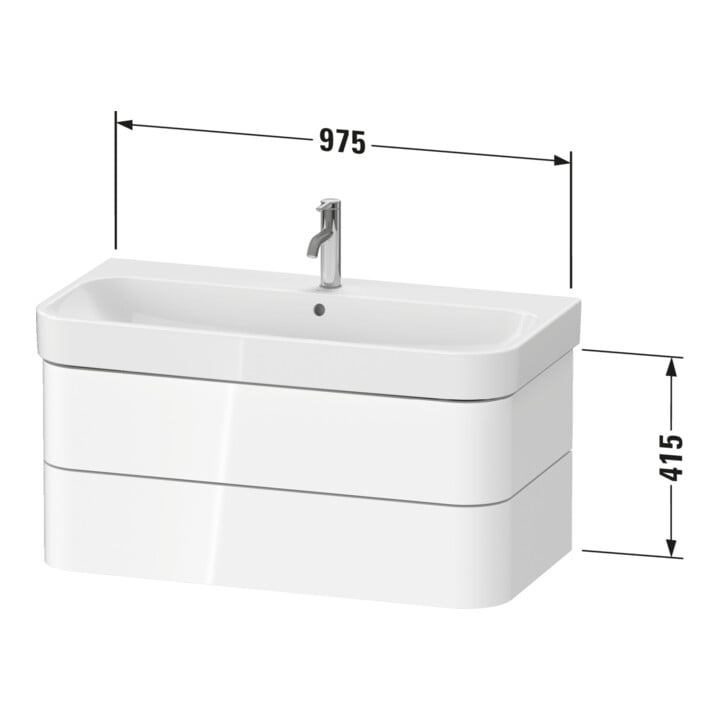 Duravit Waschtischunterschrank Happy D.2 Plus 97,5x49cm, Medit. Eiche, 2 Schubkästen