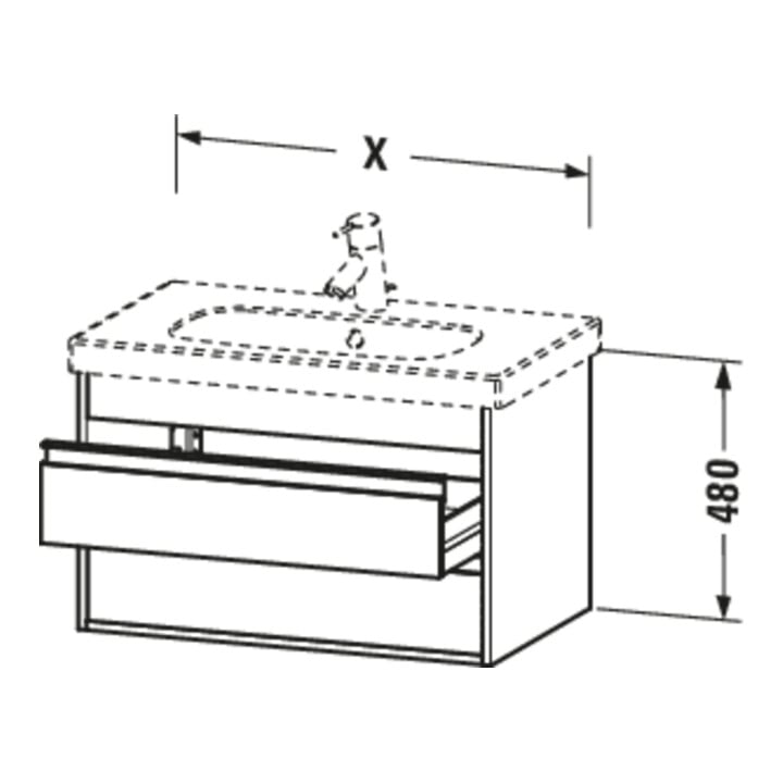 Duravit Waschtischunterschrank Ketho 100x45,5cm, Ei sw, 2 Schubk., wandhängend