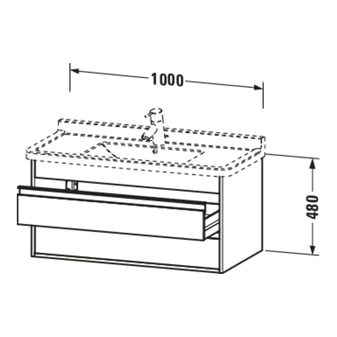 Duravit Waschtischunterschrank Ketho 100x45,5cm, lei, 2 Schubk., wandhängend