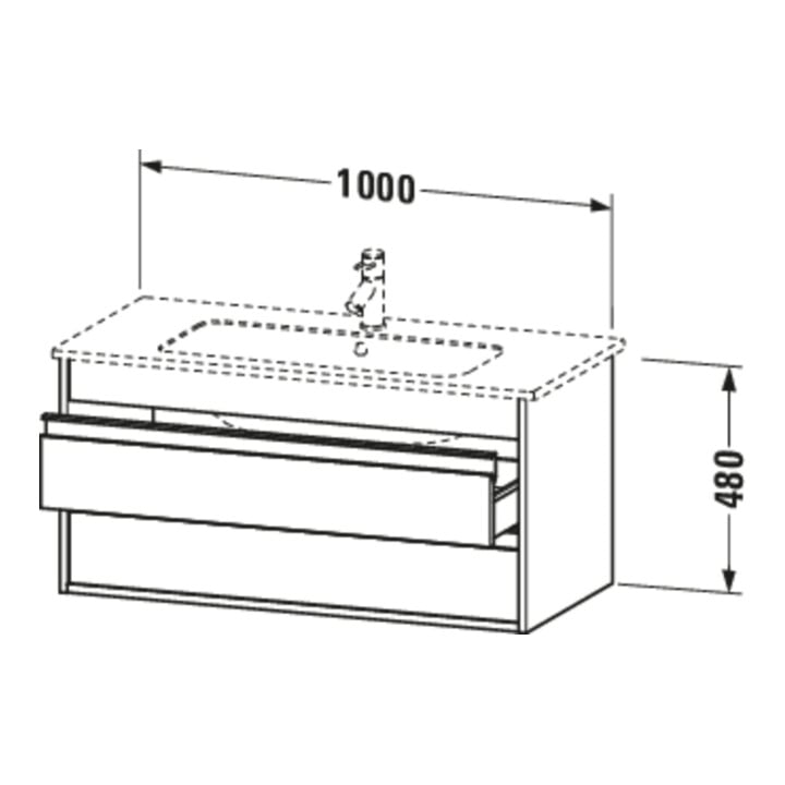 Duravit Waschtischunterschrank Ketho 100x47,5cm, bas. ma, 2 Schubk., wandhängend