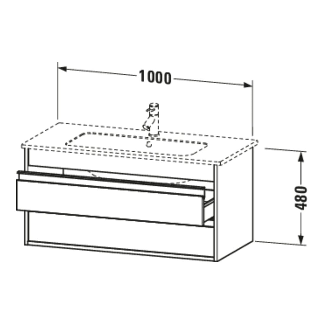 Duravit Waschtischunterschrank Ketho 100x47,5cm, lei, 2 Schubk., wandhängend