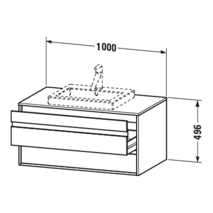 Duravit Waschtischunterschrank Ketho 100x55cm, ba m, f Einbauwaschtisch mitt., 2 Schubk.