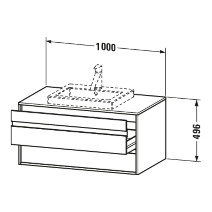 Duravit Waschtischunterschrank Ketho 100x55cm, E N, f Einbauwaschtisch mitt., 2 Schubk.