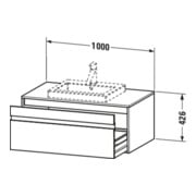 Duravit Waschtischunterschrank Ketho 100x55cm, N d, f EWT m, 1 Ausz., wandhängend-3
