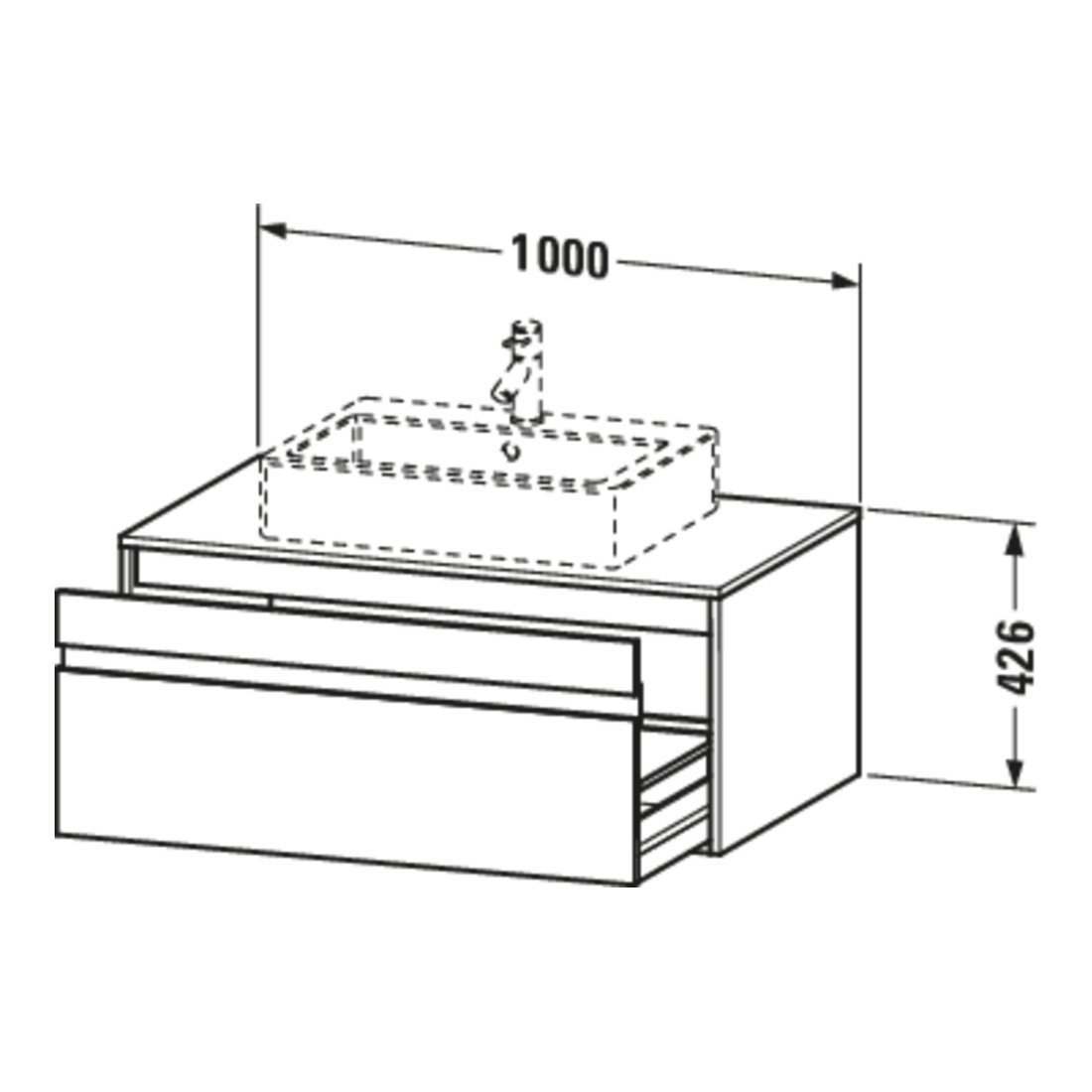 Duravit Waschtischunterschrank Ketho 100x55cm, N N, f AWT m, 1 Ausz., wandhängend
