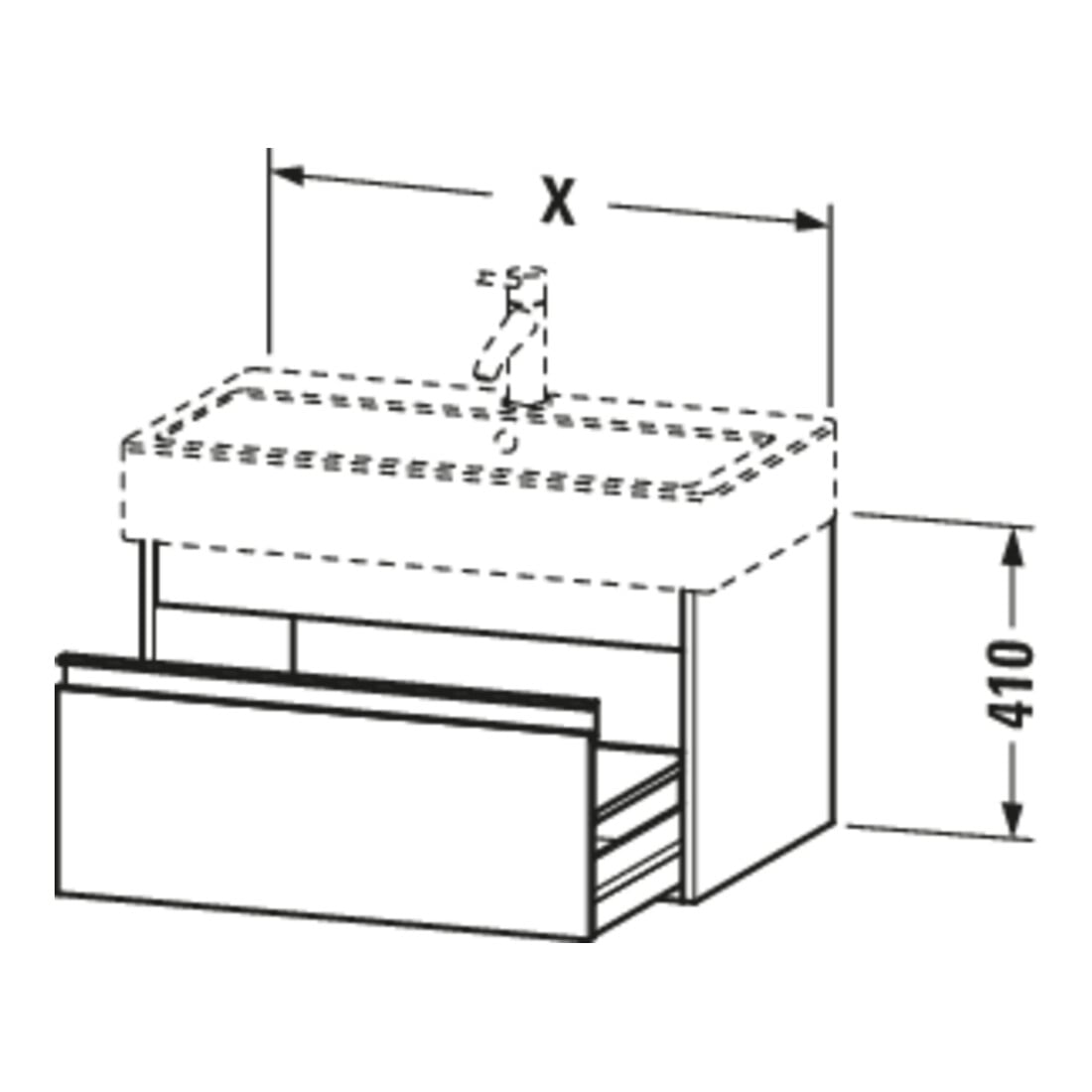 Duravit Waschtischunterschrank Ketho 115x44cm, we hgl, 1 Auszug, wandhängend