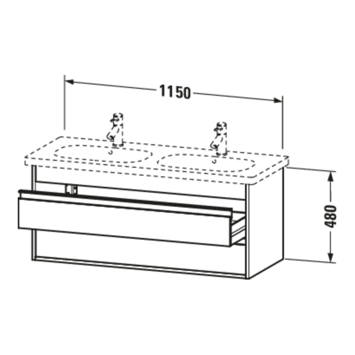 Duravit Waschtischunterschrank Ketho 115x45,5cm, Ei sw, 2 Schubk., wandhängend
