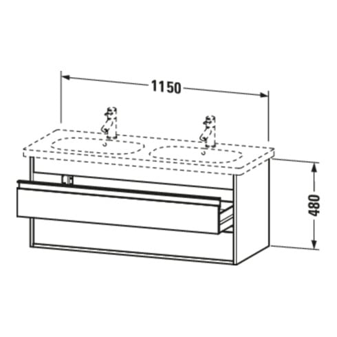 Duravit Waschtischunterschrank Ketho 115x45,5cm, Tau, 2 Schubk., wandhängend