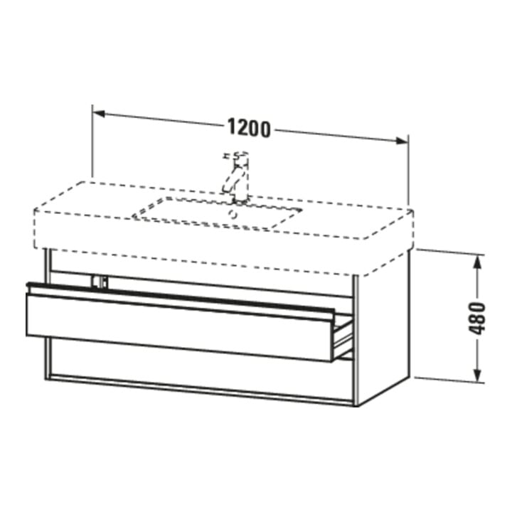 Duravit Waschtischunterschrank Ketho 120x45,5cm, Nussb Nat, 2 Schubk., wandhängend