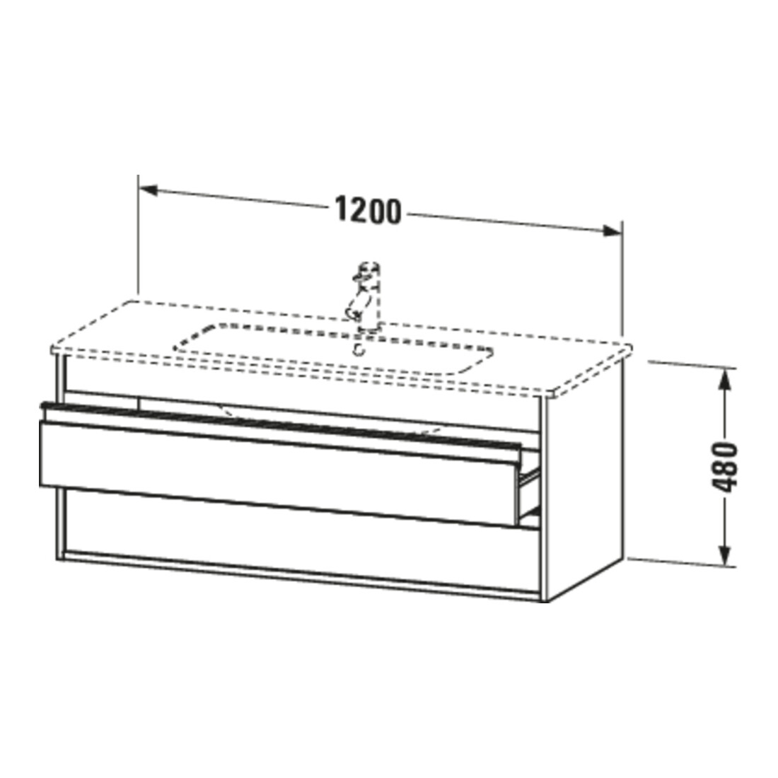 Duravit Waschtischunterschrank Ketho 120x47,5cm, graph ma, 2 Schubk., wandhängend