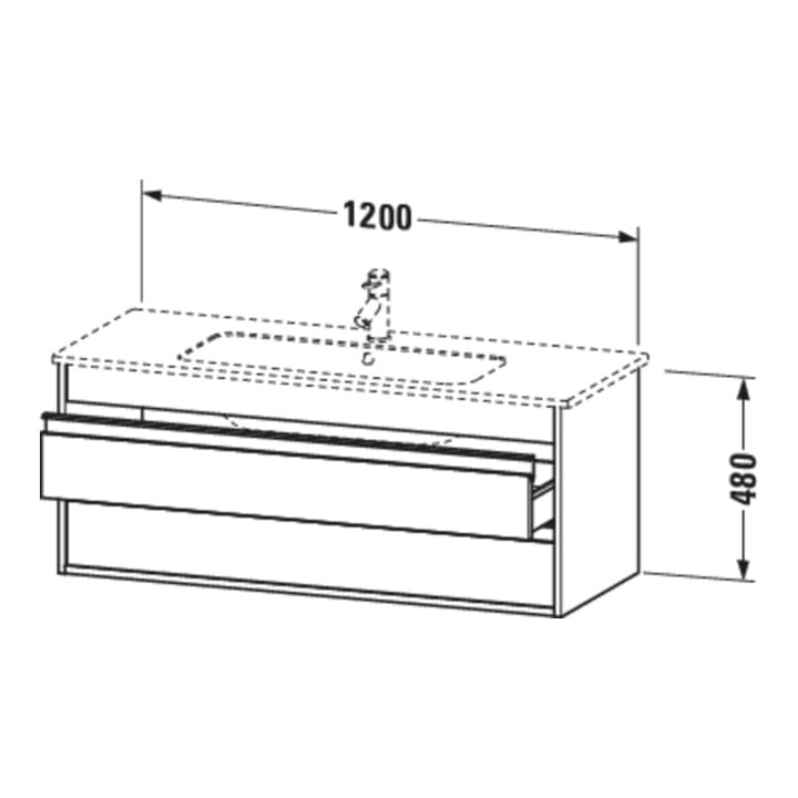 Duravit Waschtischunterschrank Ketho 120x47,5cm, we hgl, 2 Schubk., wandhängend