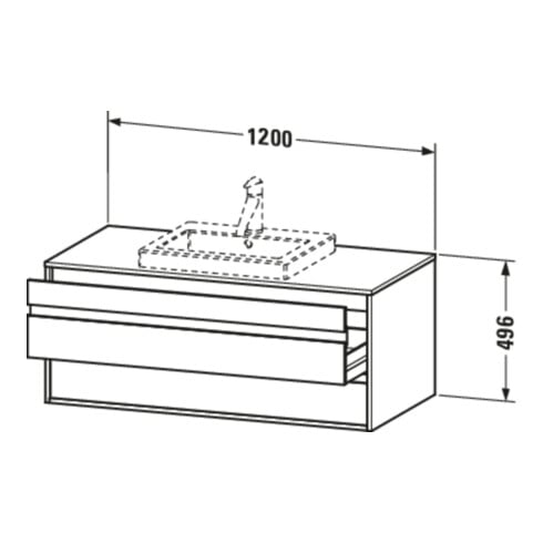 Duravit Waschtischunterschrank Ketho 120x55cm, E sw, f Einbauwaschtisch mitt., 2 Schubk.