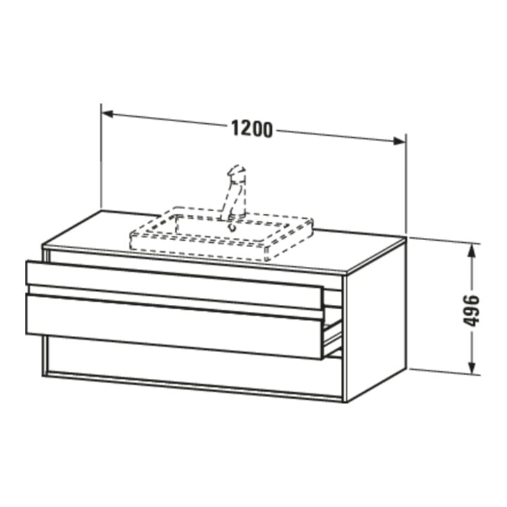 Duravit Waschtischunterschrank Ketho 120x55cm, N d, f Einbauwaschtisch mitt., 2 Schubk.