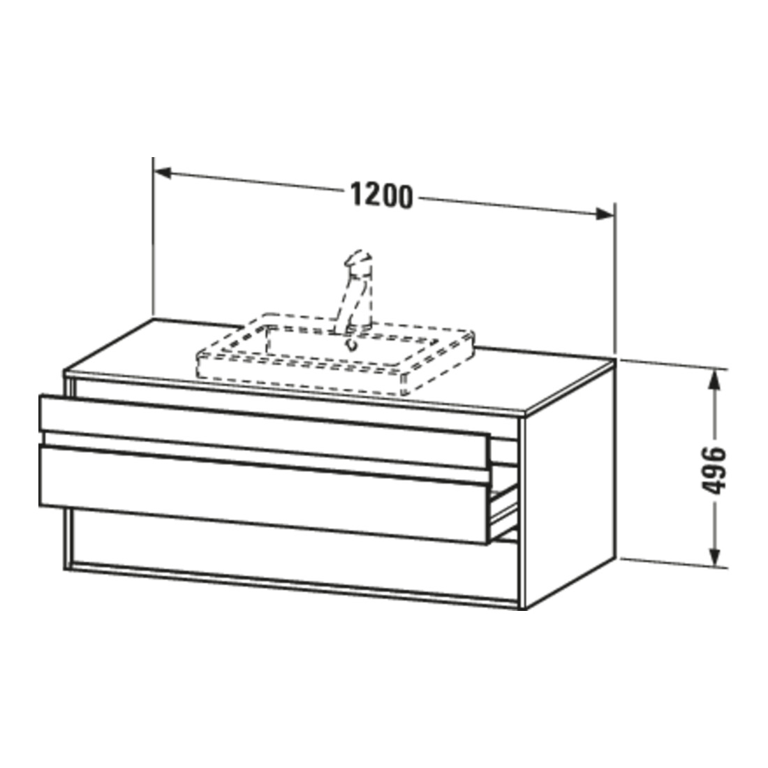 Duravit Waschtischunterschrank Ketho 120x55cm, N d, f Einbauwaschtisch mitt., 2 Schubk.