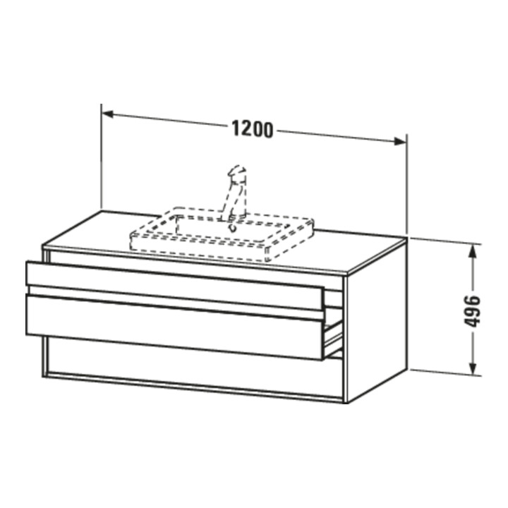 Duravit Waschtischunterschrank Ketho 120x55cm, w g, f Einbauwaschtisch mitt., 2 Schubk.