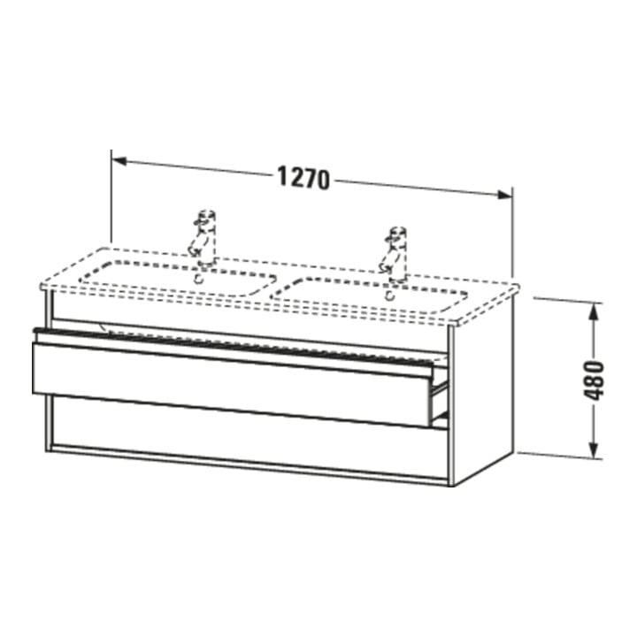 Duravit Waschtischunterschrank Ketho 127x47,5x48cm, 2 La, wandhängend, betongr ma