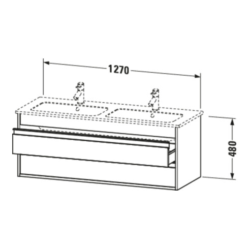 Duravit Waschtischunterschrank Ketho 127x47,5x48cm, 2 La, wandhängend, graph ma