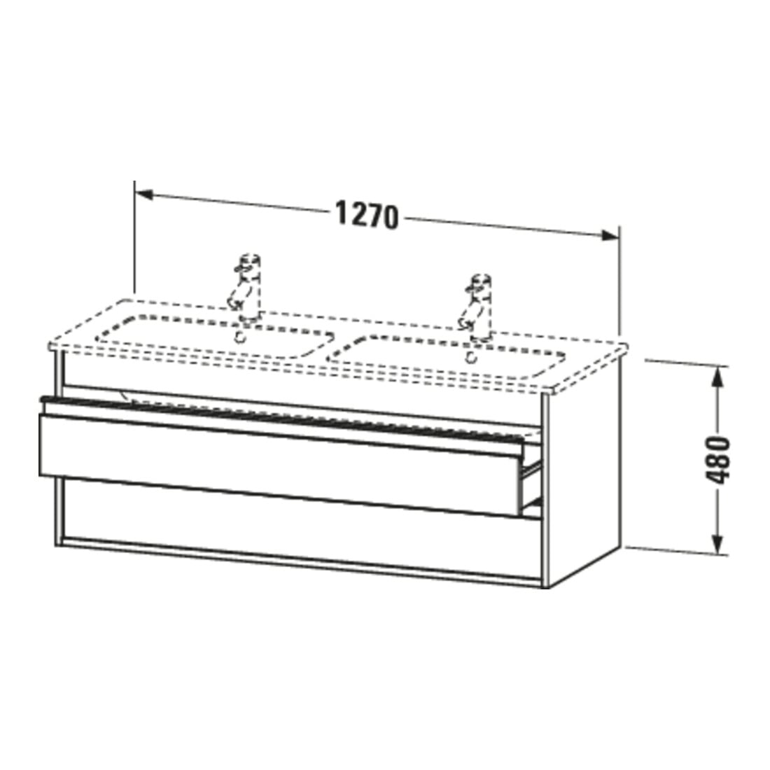 Duravit Waschtischunterschrank Ketho 127x47,5x48cm, 2 Schubk., wandhängend, we hgl
