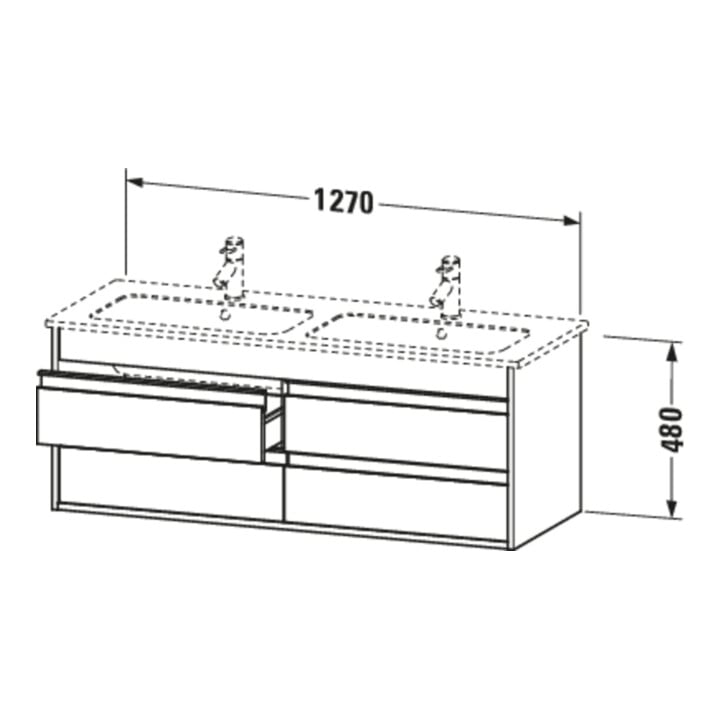 Duravit Waschtischunterschrank Ketho 127x47,5x48cm, 4 Schubk., wandhängend, Ei sw