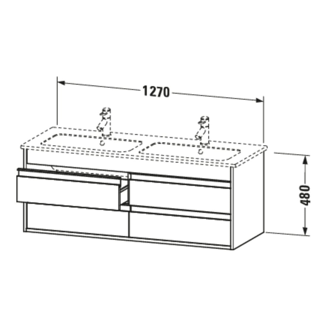 Duravit Waschtischunterschrank Ketho 127x47,5x48cm, 4 Schubk., wandhängend, Taupe