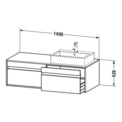Duravit Waschtischunterschrank Ketho 140x55x42,6cm, f AWT, 2 AZ, B L, N dkl.