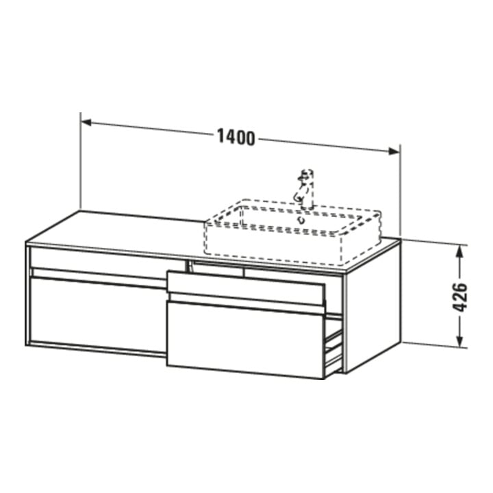 Duravit Waschtischunterschrank Ketho 140x55x42,6cm, f AWT, 2 AZ, B L, N dkl.