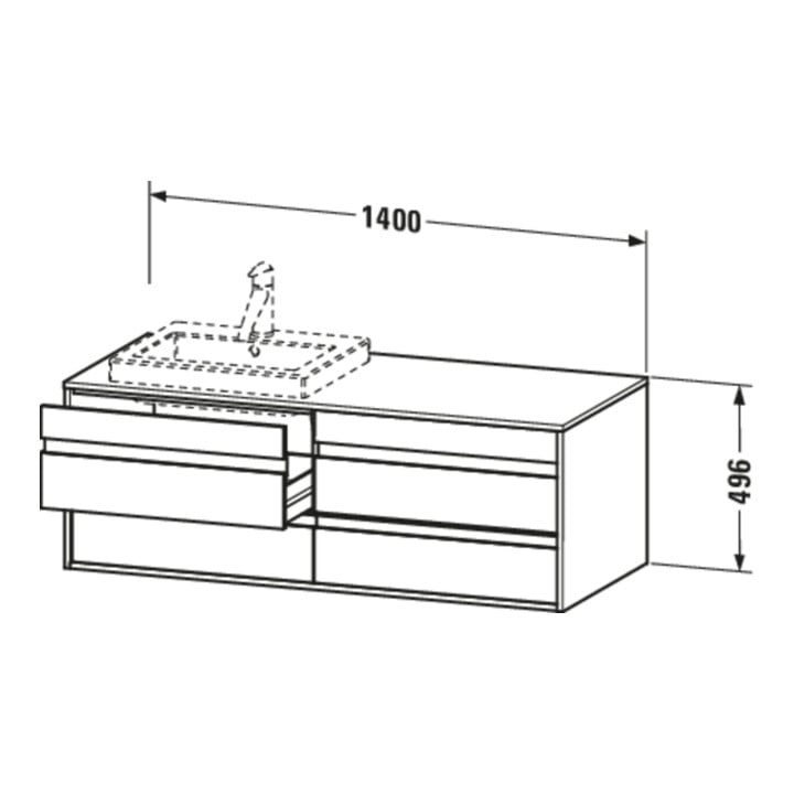 Duravit Waschtischunterschrank Ketho 140x55x49,6cm, f EWT, 4 La, B bs, bg ma